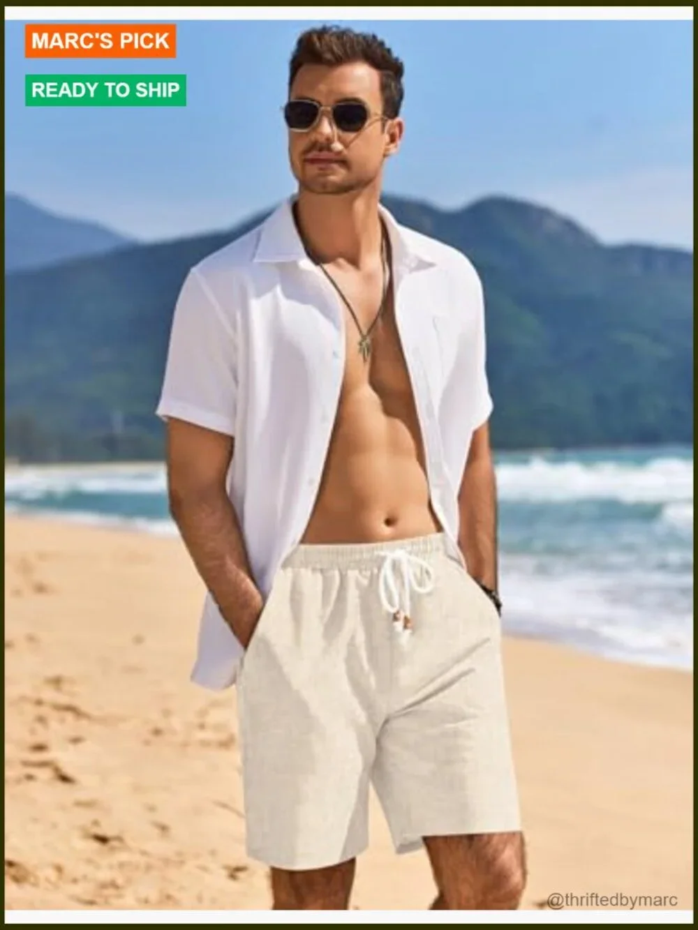 Men's Linen Shorts Drawstring Waist Lightweight Summer Casual Beach